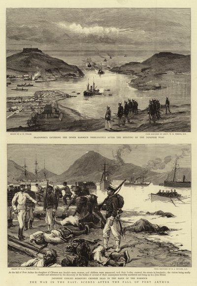 De oorlog in het Oosten, scènes na de val van Port Arthur door Charles William Wyllie